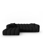 Canapé d'angle gauche modulaire Astro 4 places noir - 300x190x70 cm