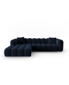 Canapé d'angle gauche velours modulable Astro 4 places bleu roi - 300x190x70 cm