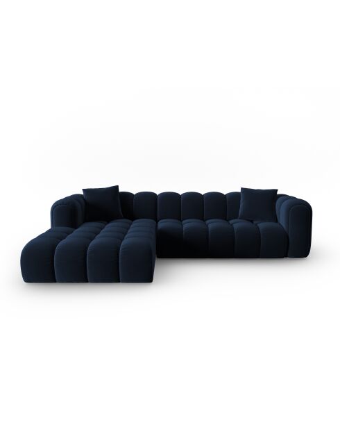 Canapé d'angle gauche velours modulable Astro 4 places bleu roi - 300x190x70 cm