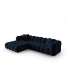 Canapé d'angle gauche velours modulable Astro 4 places bleu roi - 300x190x70 cm