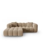 Canapé d'angle gauche velours modulable Astro 3 places le sable - 238x190x70 cm