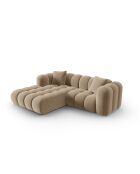 Canapé d'angle gauche velours modulable Astro 3 places le sable - 238x190x70 cm