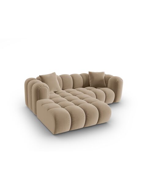 Canapé d'angle gauche velours modulable Astro 3 places le sable - 238x190x70 cm