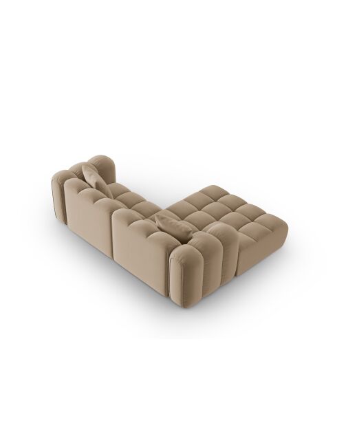 Canapé d'angle gauche velours modulable Astro 3 places le sable - 238x190x70 cm