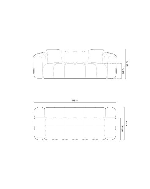 Modulares 4-Sitzer-Sofa Astro aus Terrakottasamt — 238 x 94 x 70 cm