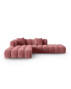 Canapé d'angle gauche velours modulable Astro 4 places flamant - 300x190x70 cm