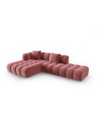 Canapé d'angle gauche velours modulable Astro 4 places flamant - 300x190x70 cm