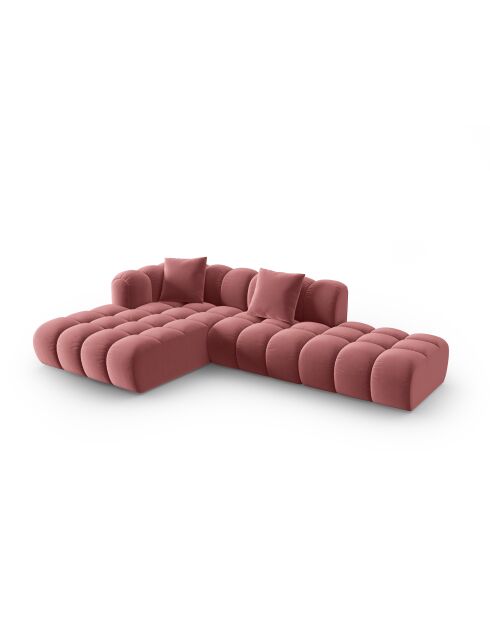 Canapé d'angle gauche velours modulable Astro 4 places flamant - 300x190x70 cm