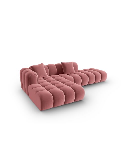 Canapé d'angle gauche velours modulable Astro 4 places flamant - 300x190x70 cm