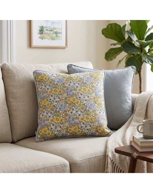 Cuscino decorativo Met Piping Josephine con fiori verdi/blu - 45x45 cm