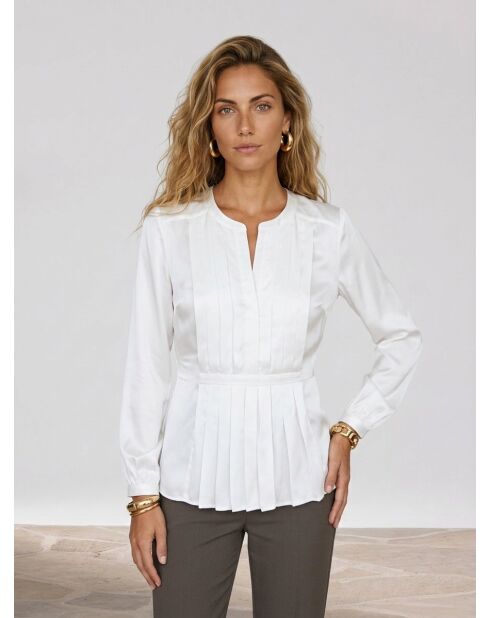 Top avec plissage écru