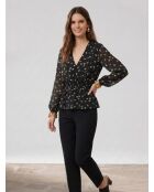 Schwarzes Top mit gesmoktem Aufdruck