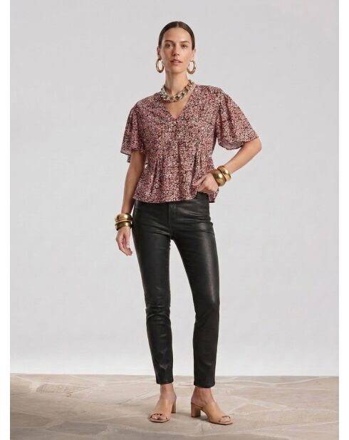 Roze top met bloemenprint en ruches