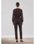 Zwarte top met gesmokte print