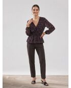 Zwarte top met gesmokte print