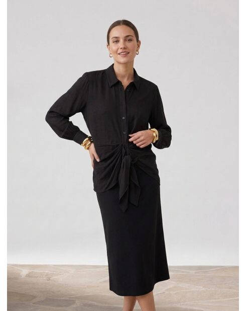 Chemise avec effet drapé noire