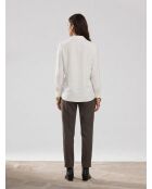 Langarmshirt mit Krawatte und Drapierung ecru