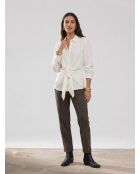 Langarmshirt mit Krawatte und Drapierung ecru