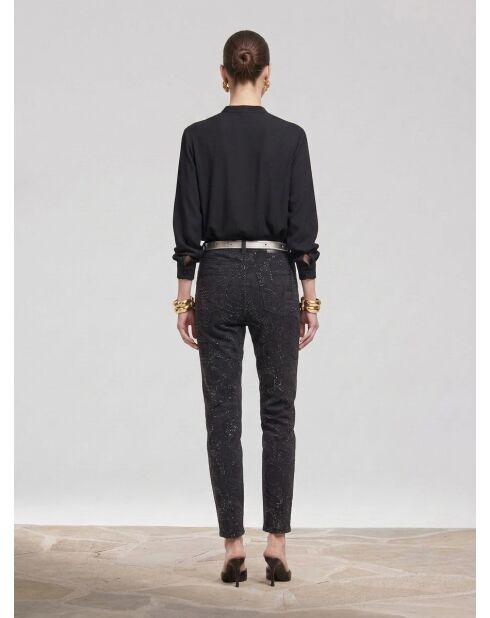 Chemise détails perles noire