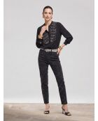 Zwart hemd met pareldetails