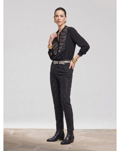 Chemise détails perles noire