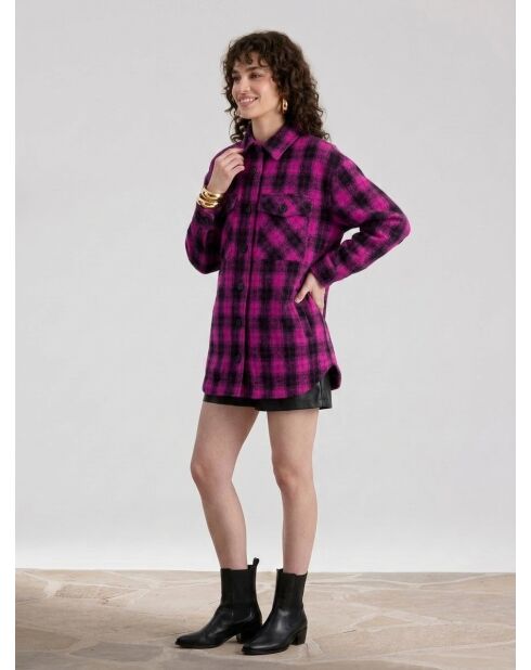Roze geruit bomberjack overshirt