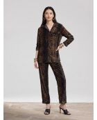 Leo Leopard Gestreiftes Pyjamahemd mit langen Ärmeln