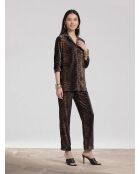 Leo Leopard Gestreiftes Pyjamahemd mit langen Ärmeln