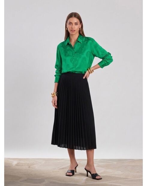 Camicia verde in jacquard floreale