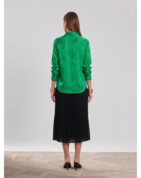Camicia verde in jacquard floreale