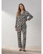 Chemise 100% Soie Fluide blanc cassé/noir