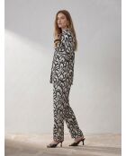 Chemise 100% Soie Fluide blanc cassé/noir