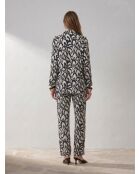 Chemise 100% Soie Fluide blanc cassé/noir