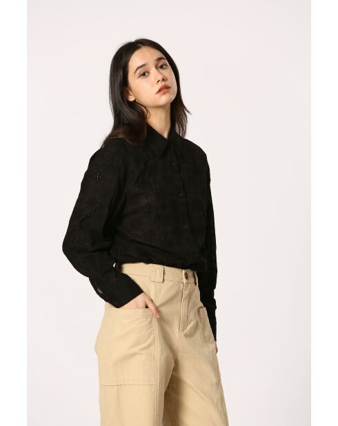 Chemise en coton Éléonore noire