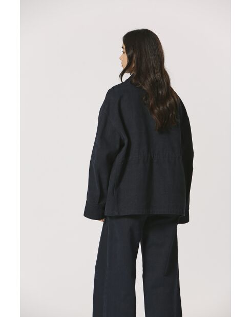 Marcelle marineblauwe katoenen jas