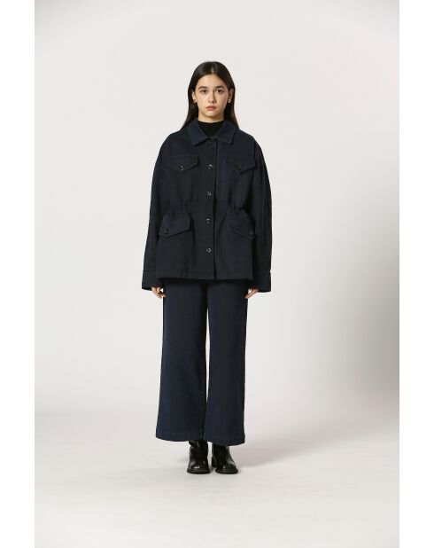 Marcelle marineblauwe katoenen jas