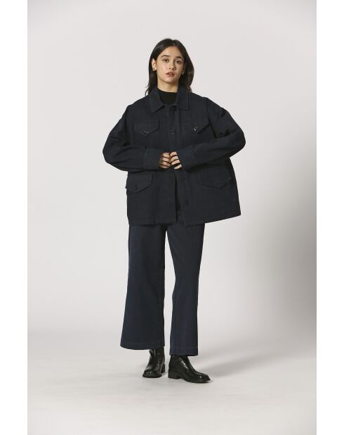 Marcelle marineblauwe katoenen jas