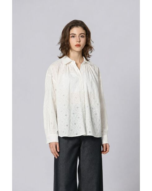 Chemise en coton Violette blanche