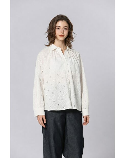 Chemise en coton Violette blanche