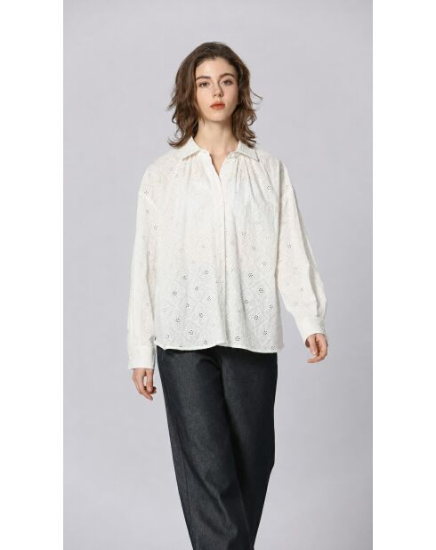 Chemise en coton Violette blanche