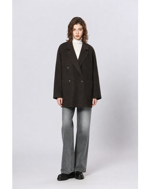 Manteau en laine mélangé Uranie noir