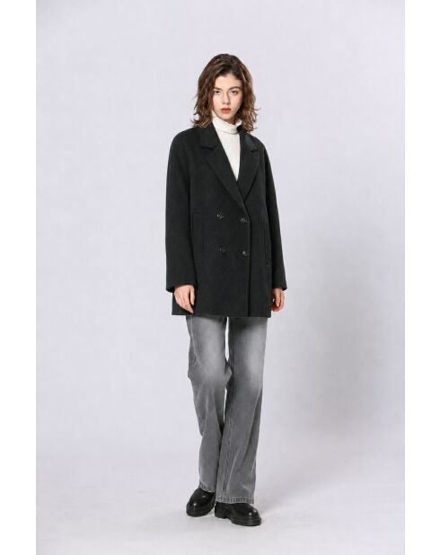 Manteau en laine mélangé Uranie noir