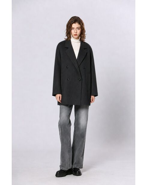 Manteau en laine mélangé Uranie noir