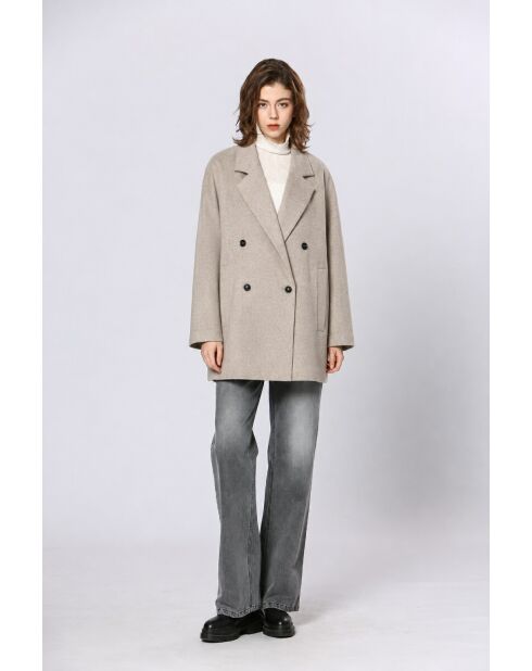 Manteau en laine mélangé Uranie beige