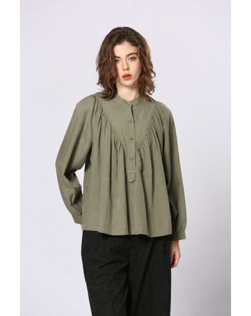 Chemise en coton Isolda kaki