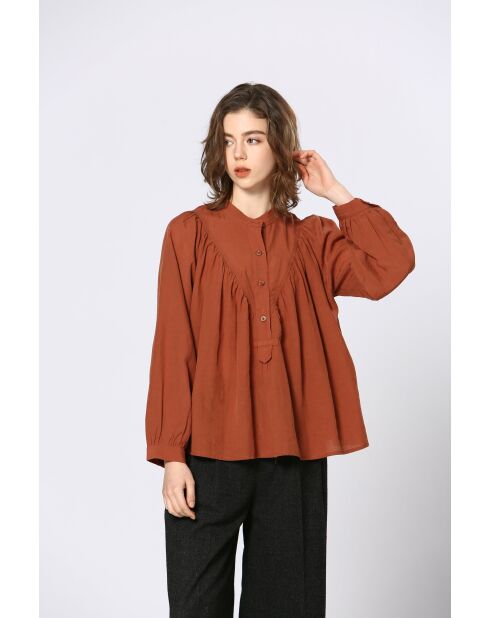 Top en coton Isolda brique