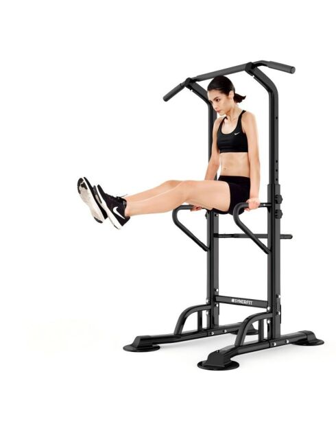 Station de musculation à haltères réglable modèle FitLife noire et rouge