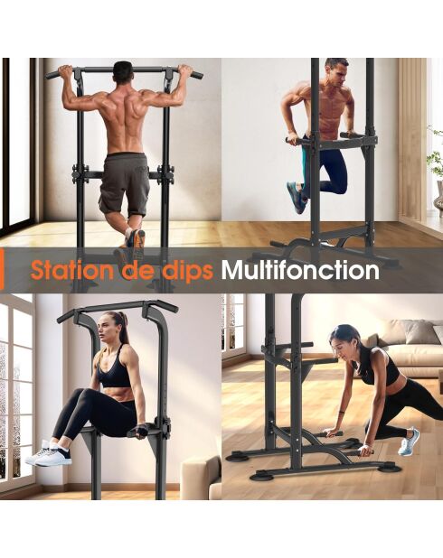 Station de musculation à haltères réglable modèle FitLife noire et rouge