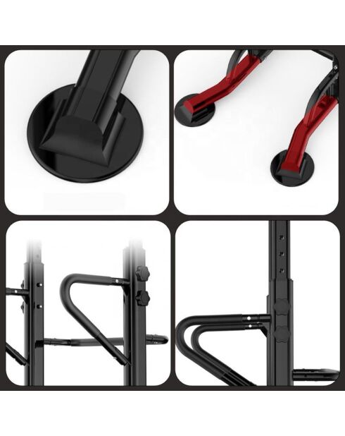 Station de musculation à haltères réglable modèle FitLife noire et rouge