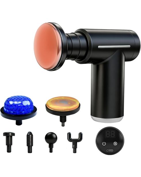 Pistolet de massage musculaire 6 vitesses réglables 6 têtes de massage modèle Smart Gun noir